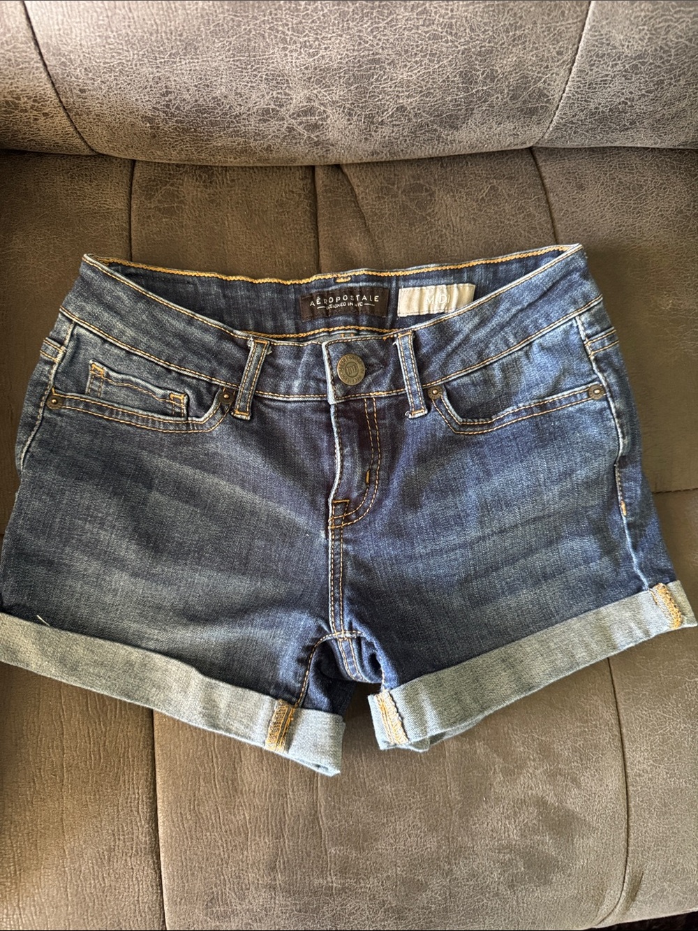 Aeropostale Women's Blue Denim Rolled-Hem Shorts